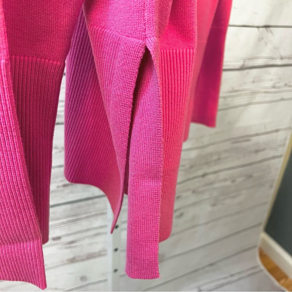Vibrant Hot Pink Oversized Sweater Split Hem Top Medium - Picture 5 of 6